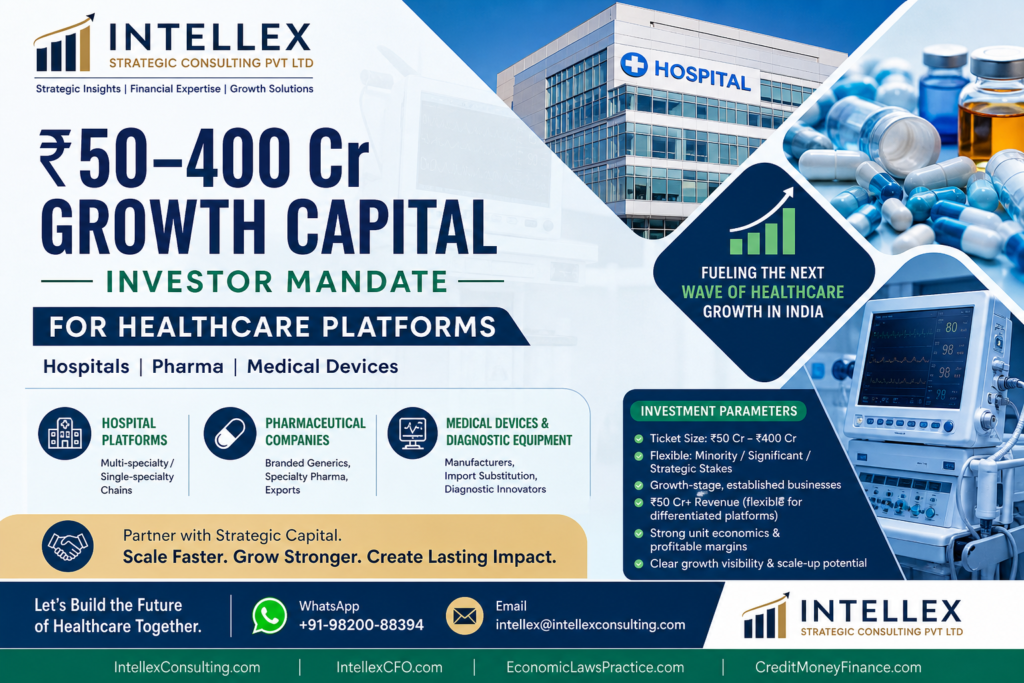 ₹50–400 Crores Healthcare Investment Opportunity in India: Growth Capital for Hospitals, Pharma & Medical Devices Platforms.
