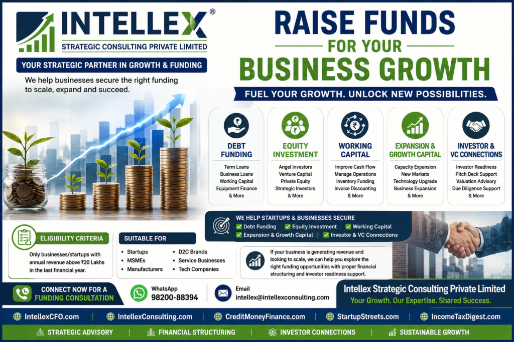 Raise Funds for Business Growth: A Complete Guide to Debt Funding, Equity Investment, Working Capital & Growth Capital for Indian Businesses.