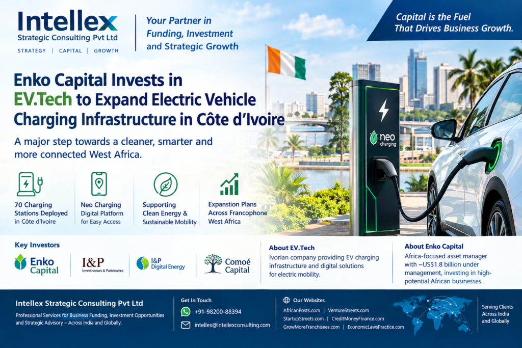 EV.Tech Côte d’Ivoire Raises Strategic Investment from Enko Capital to Expand EV Charging Infrastructure in West Africa